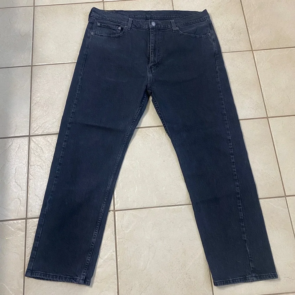 Levi Strauss Mens 505‎ Regular Fit Straight Leg Jeans Black Size 40x30